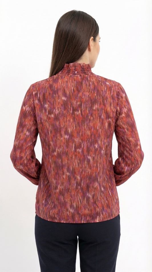 Blusa Cuello Fruncido Estampada