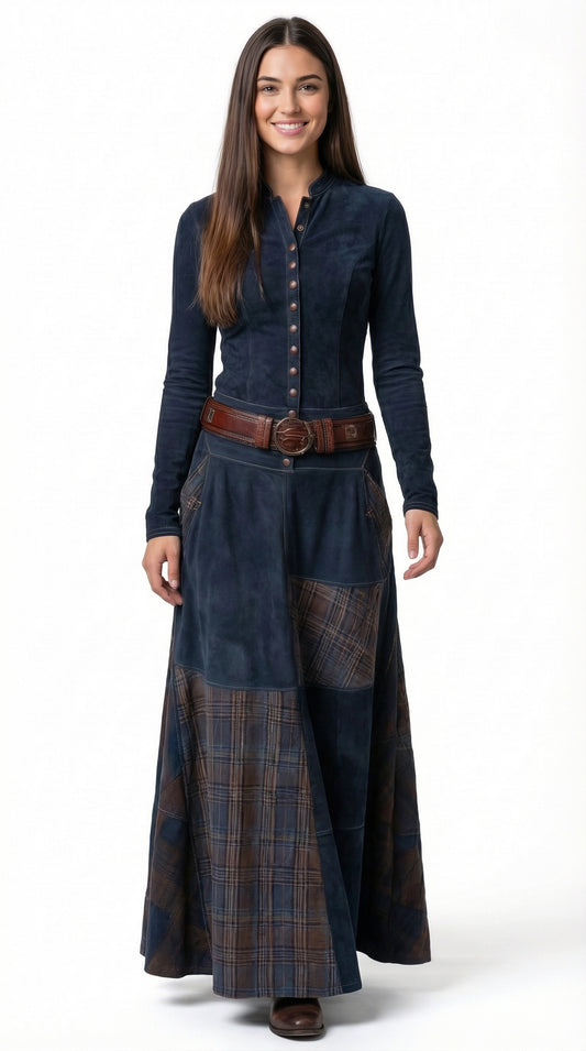 LEONORA™ | VESTIDO LARGO DE ANTE