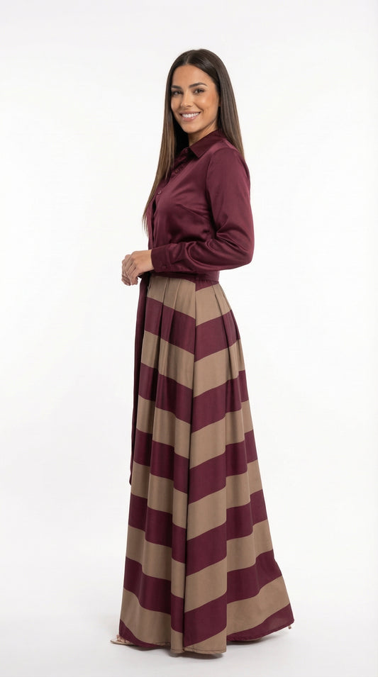 Vestido Camisero Bicolor Maxi