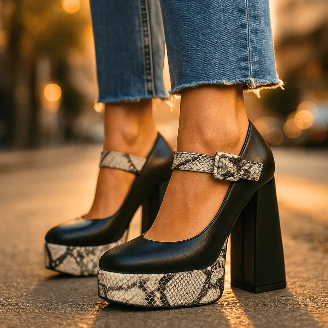 Tacones Plataforma Snake Nudeᵛᶜ