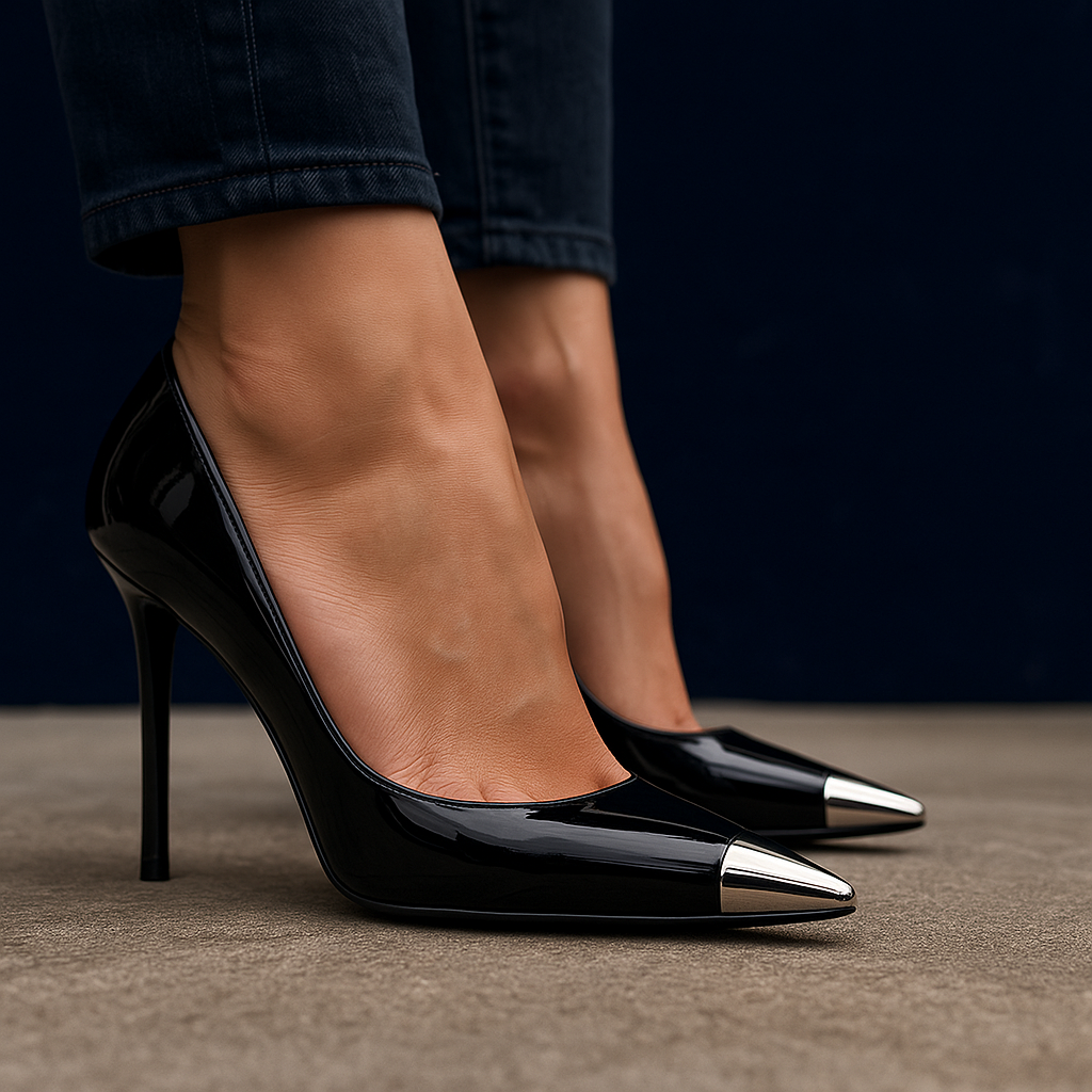 Diana / Tacones Charol Punta Metalᵛᶜ