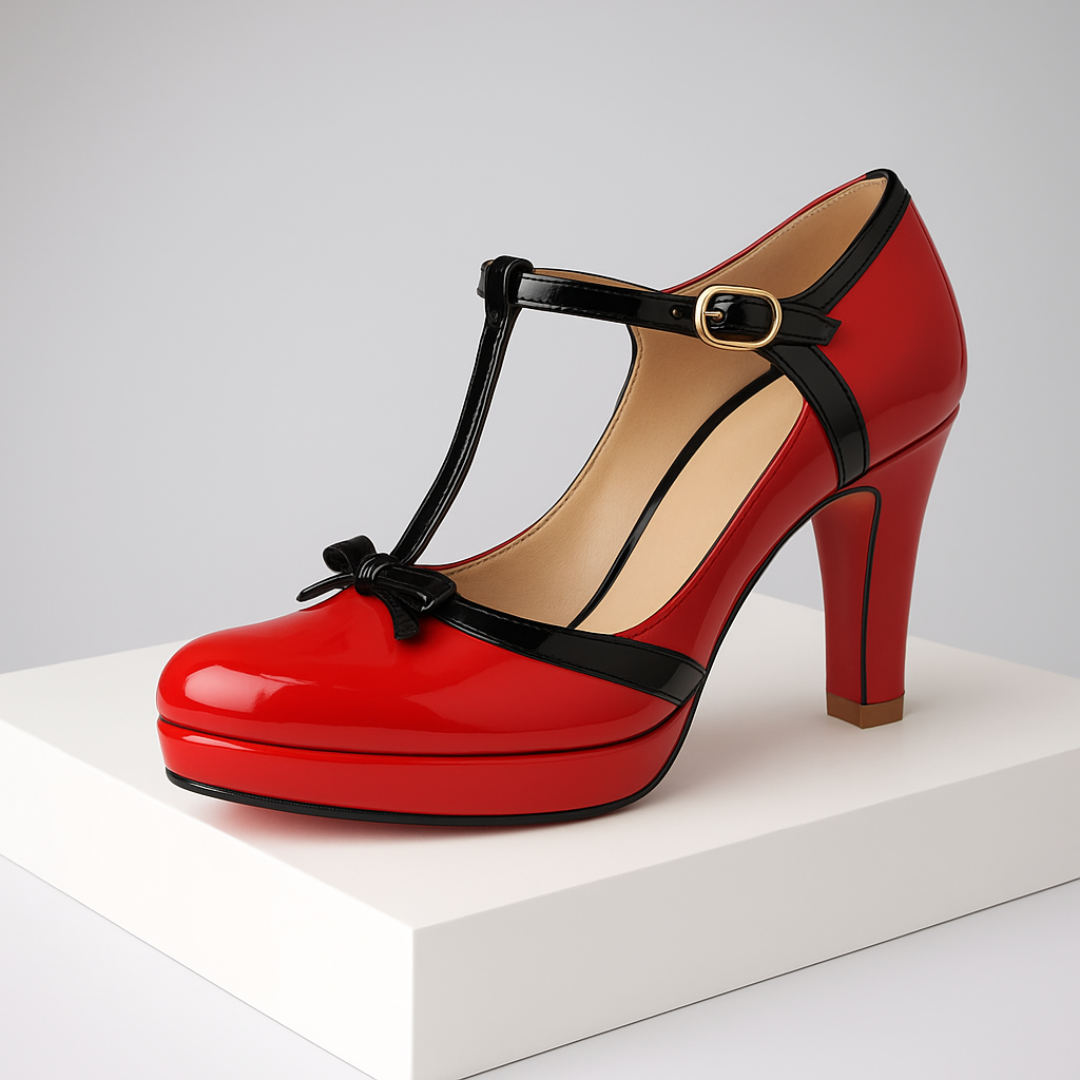 Tacones T-Bar Lazo Bicolorᵛᶜ