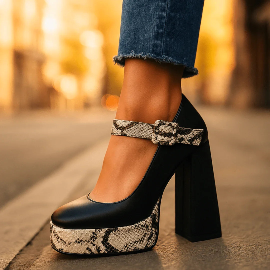 Tacones Plataforma Snake Nudeᵛᶜ
