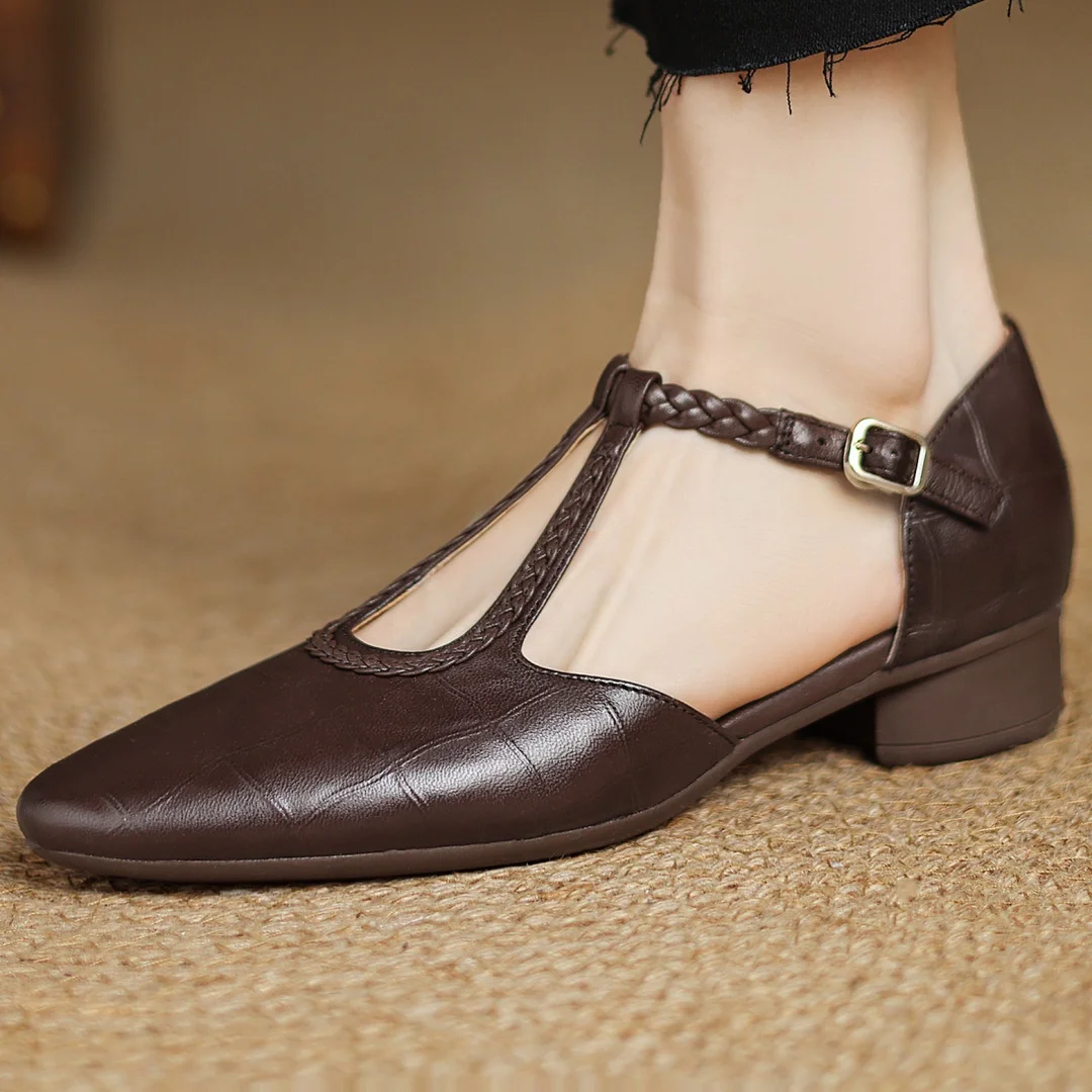 Elisaᵛᶜ / Tacones T-Bar Trenzados