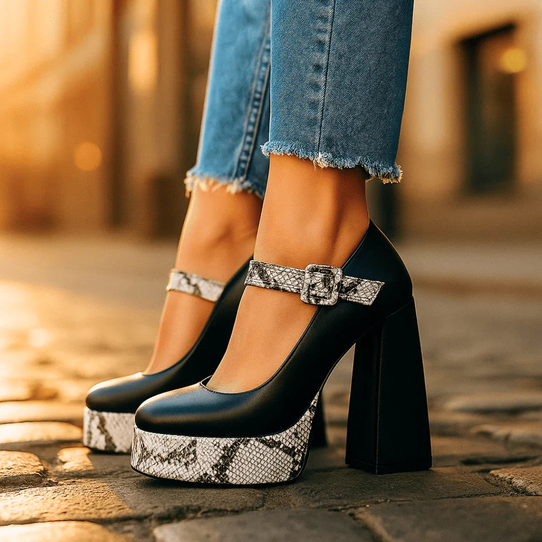 Tacones Plataforma Snake Nudeᵛᶜ