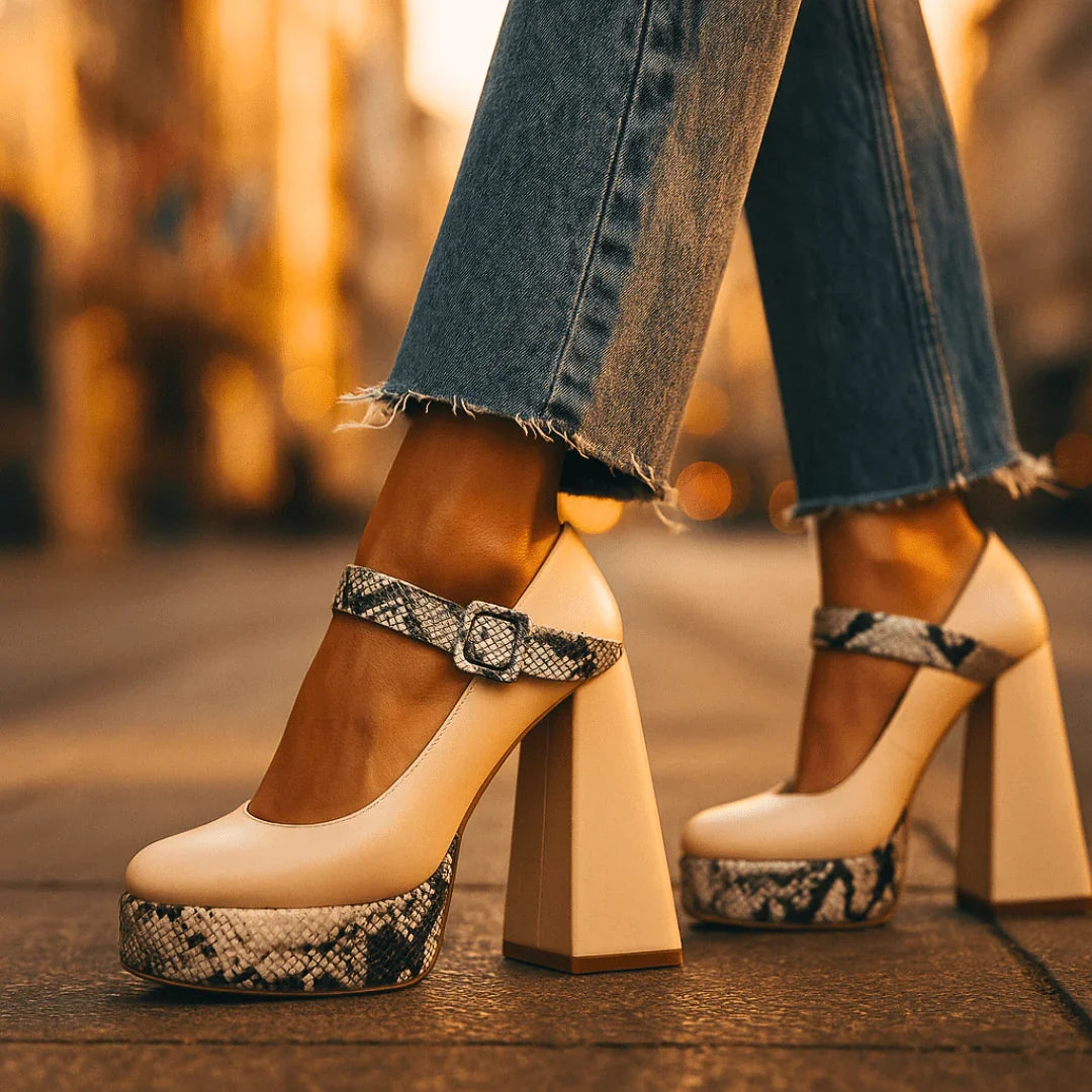 Tacones Plataforma Snake Nudeᵛᶜ