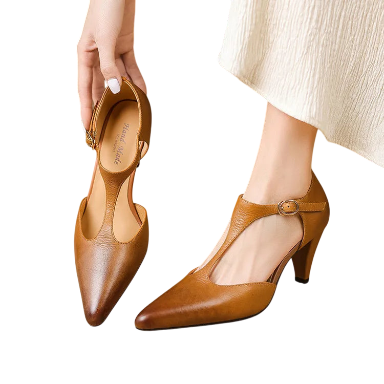 Teresa / Tacones T-Bar Cueroᵛᶜ