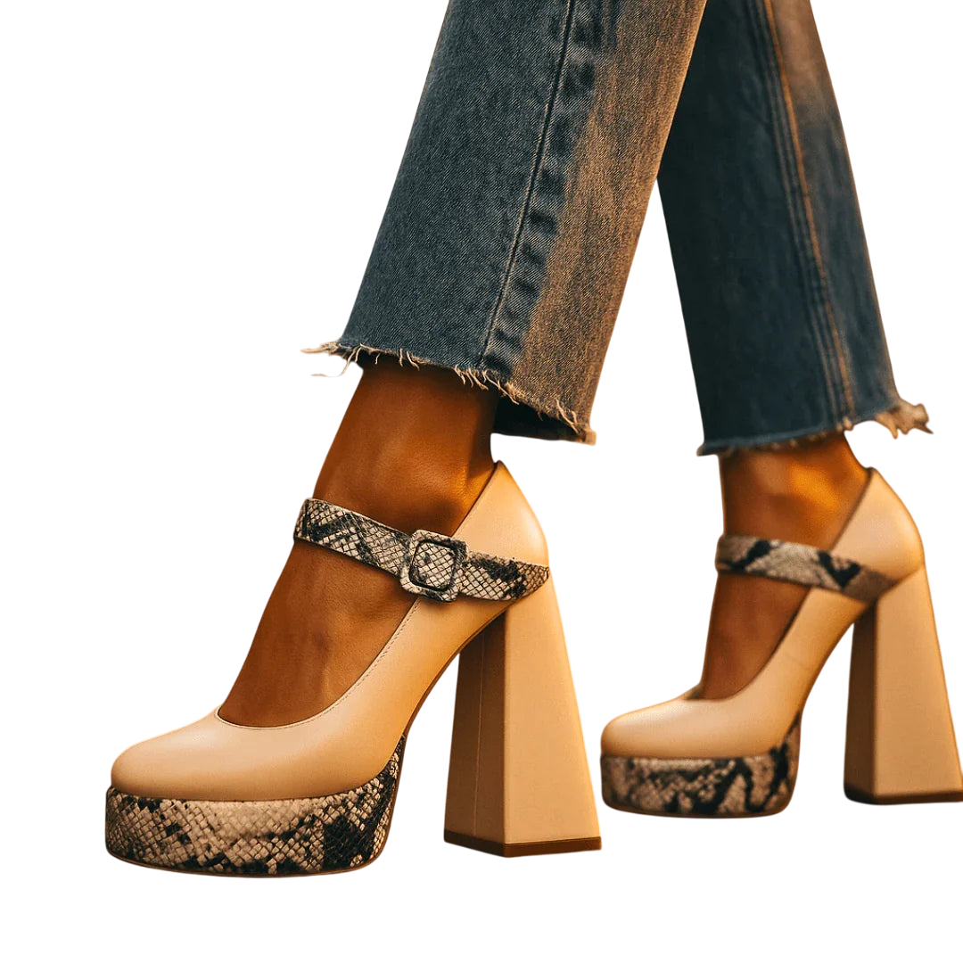 Tacones Plataforma Snake Nudeᵛᶜ