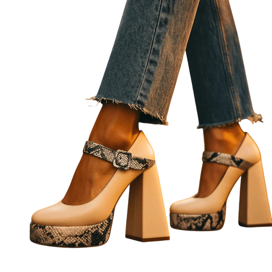 Tacones Plataforma Snake Nudeᵛᶜ