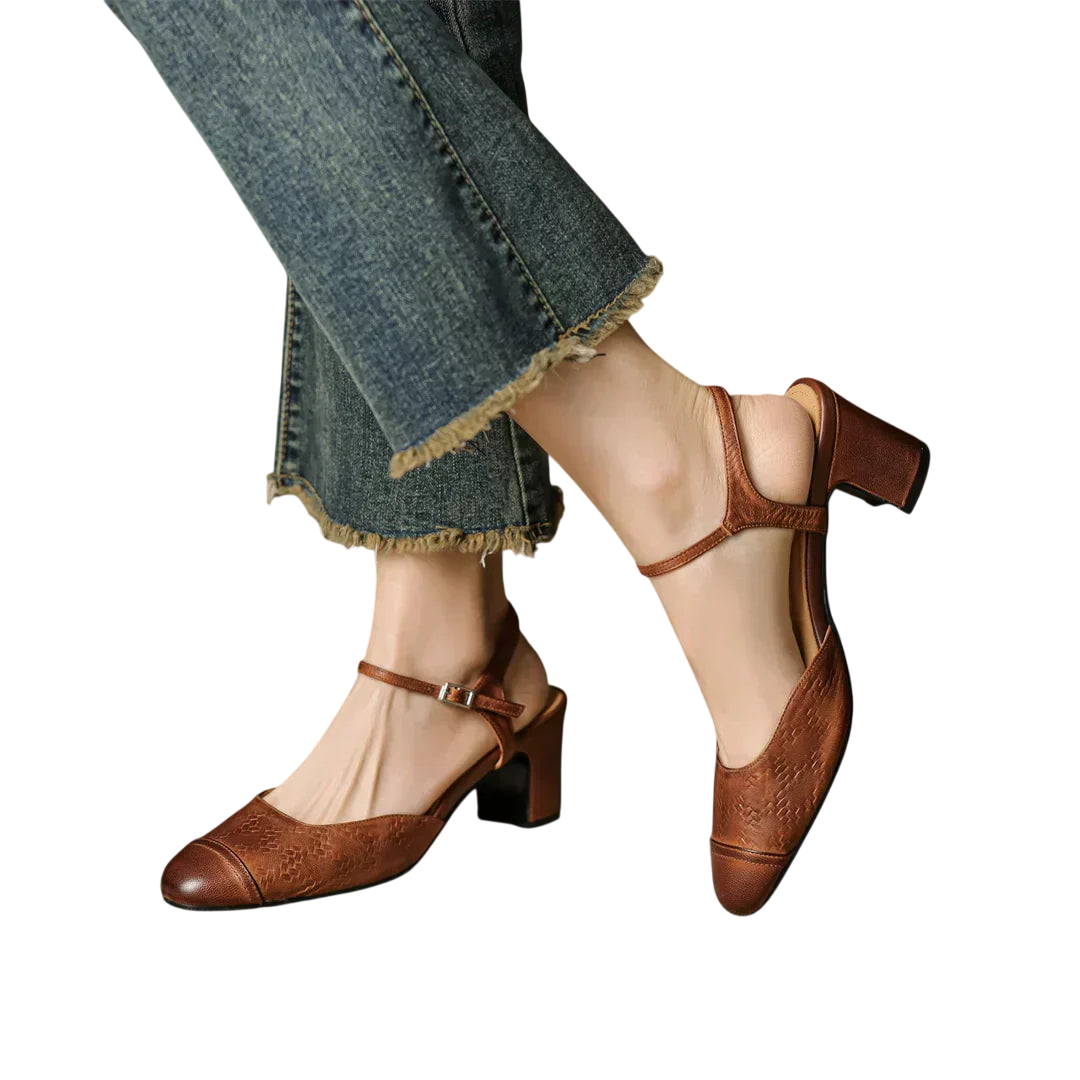 Tacones T-Bar Textura Cueroᵛᶜ