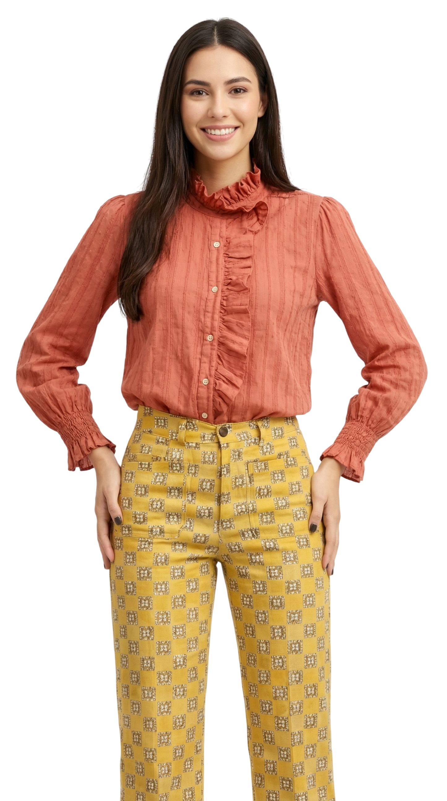 Blusa Volante Cuello Alto