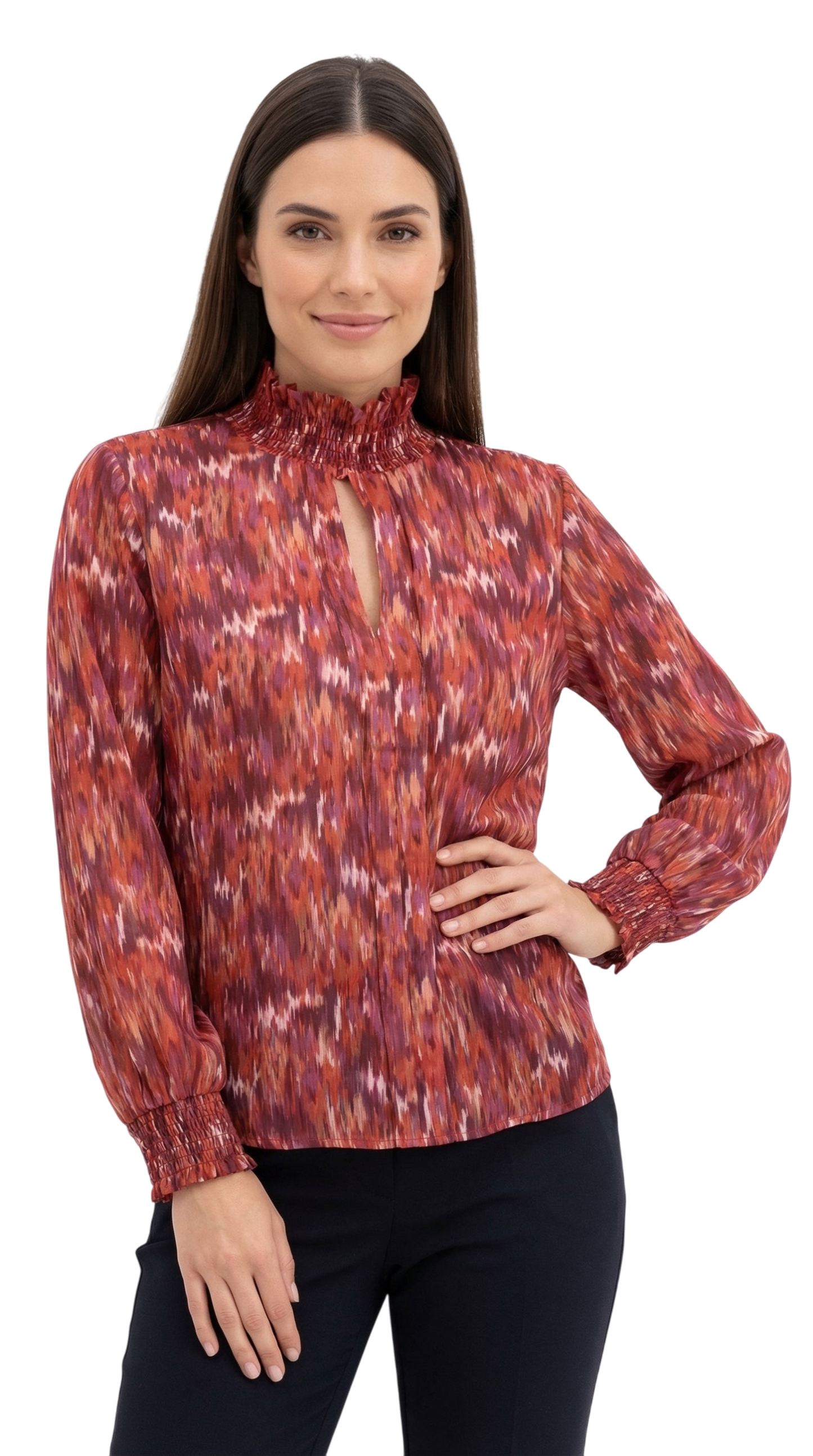 Blusa Cuello Fruncido Estampada