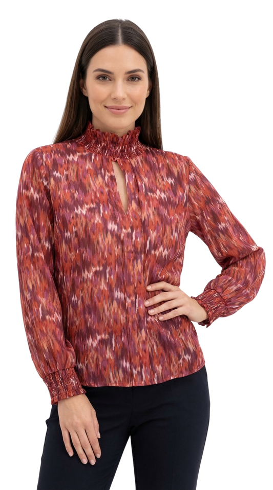Blusa Cuello Fruncido Estampada