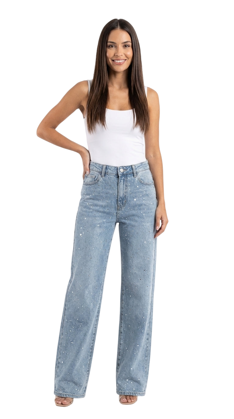 Jeans Wide Strass