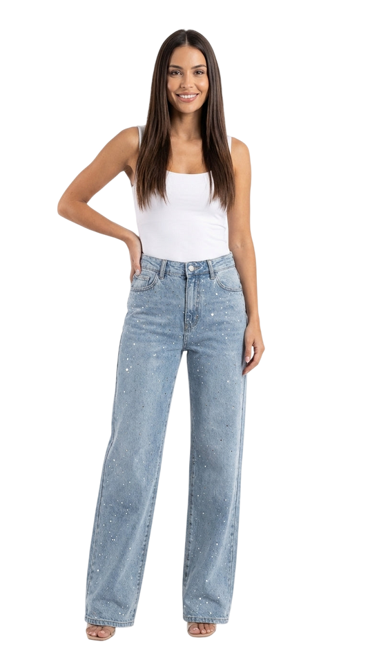Jeans Wide Strass
