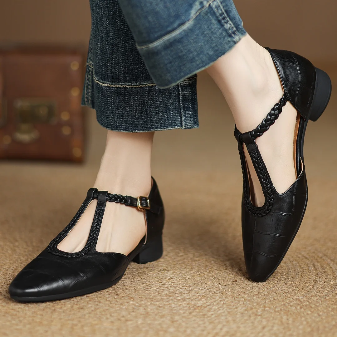 Elisaᵛᶜ / Tacones T-Bar Trenzados