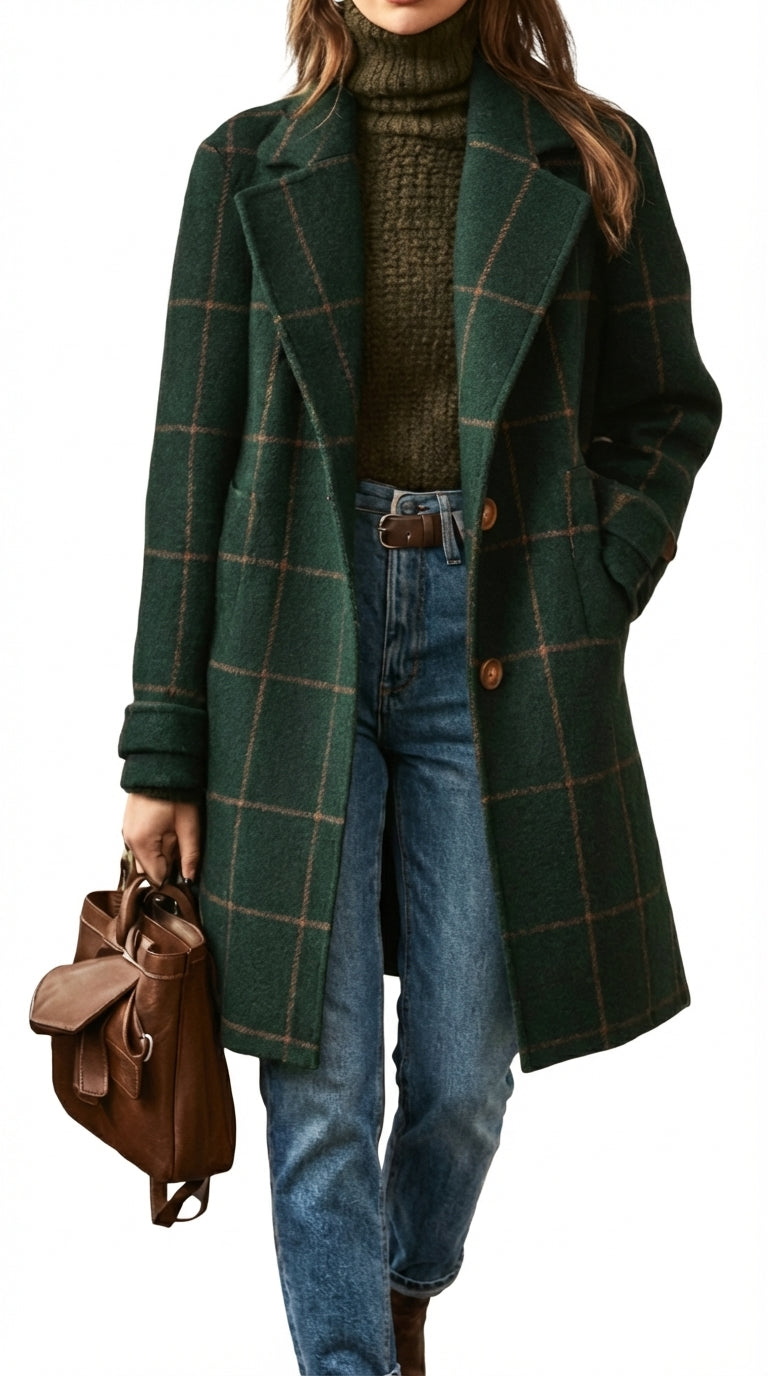 DINA™ | ABRIGO DE LANA A CUADROS