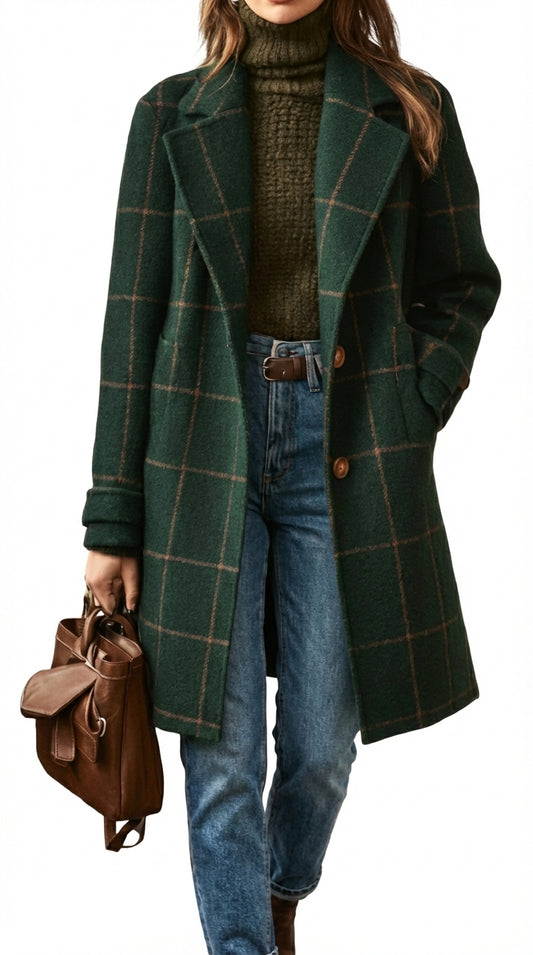 DINA™ | ABRIGO DE LANA A CUADROS