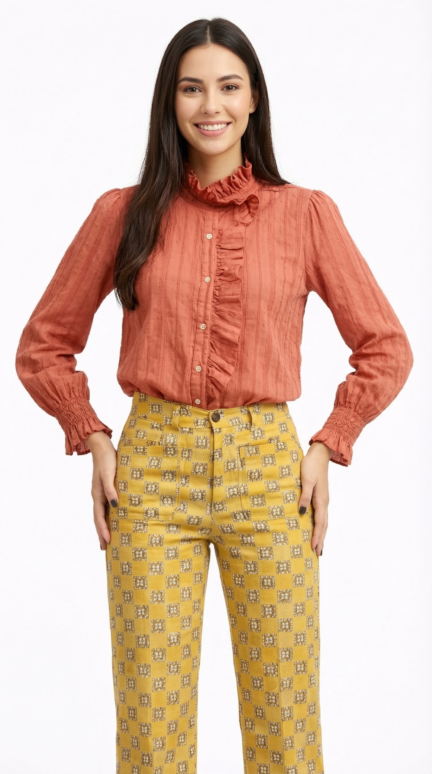 Blusa Volante Cuello Alto