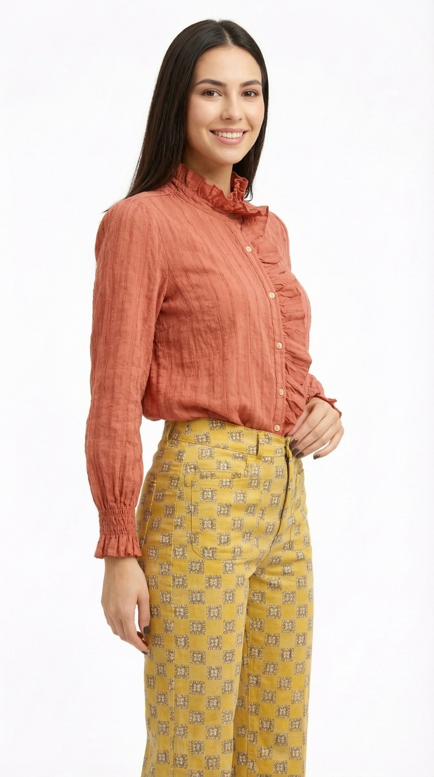 Blusa Volante Cuello Alto