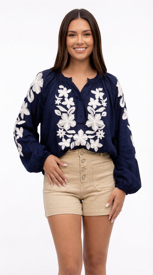 Blusa Bordada Floral