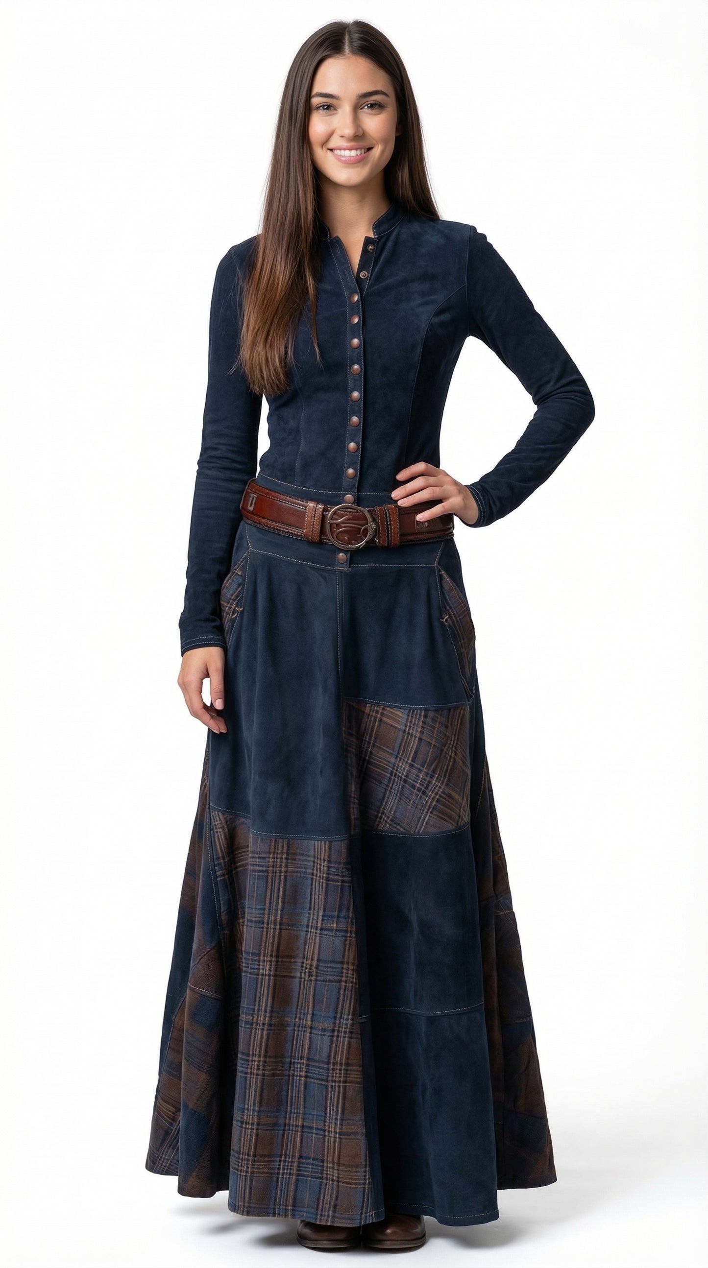 LEONORA™ | VESTIDO LARGO DE ANTE