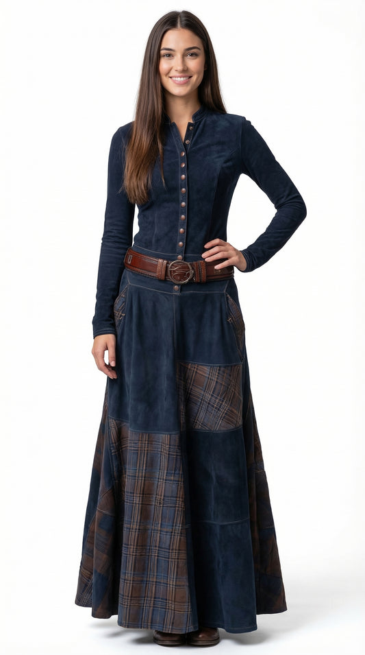 LEONORA™ | VESTIDO LARGO DE ANTE