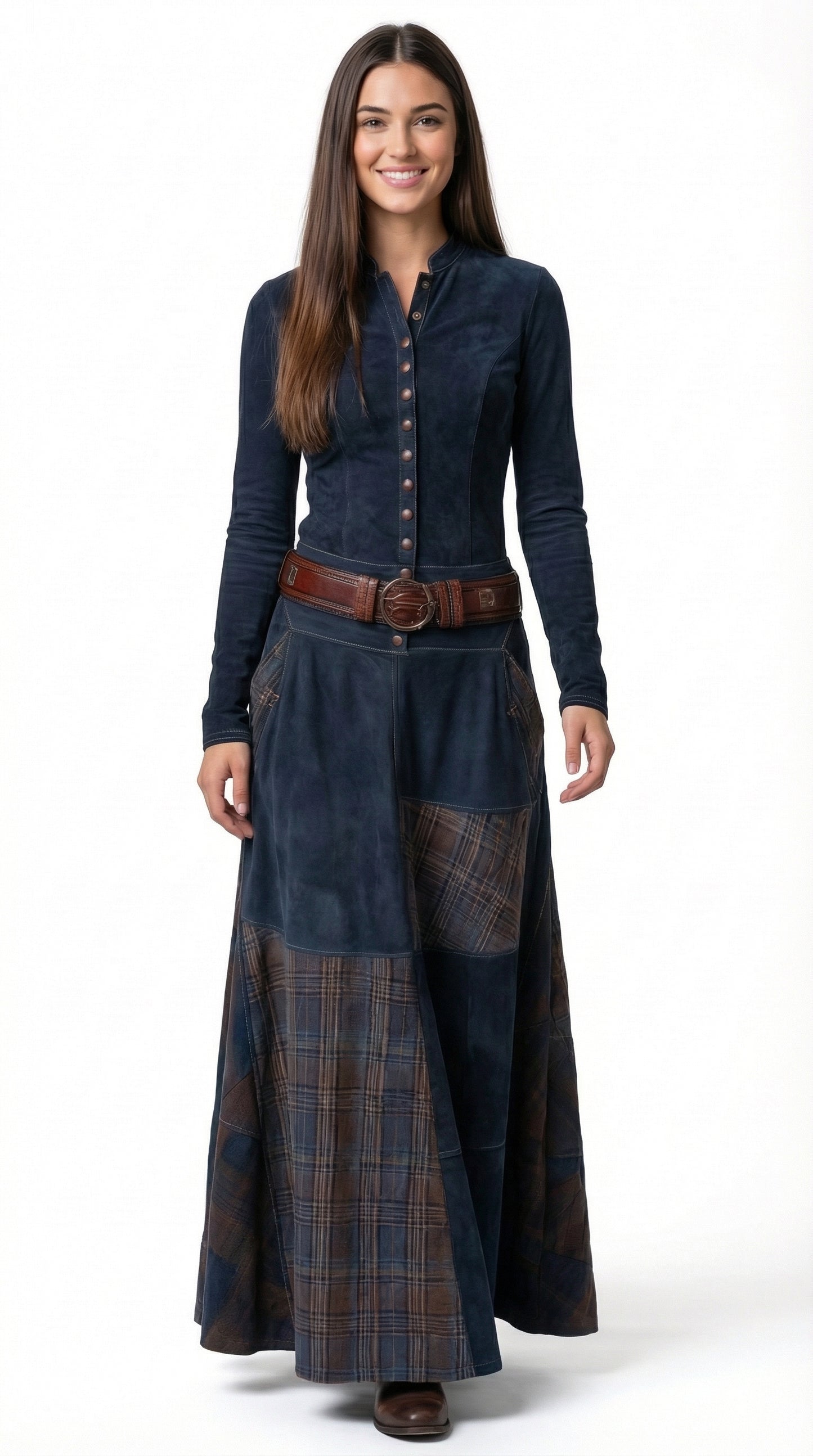 LEONORA™ | VESTIDO LARGO DE ANTE