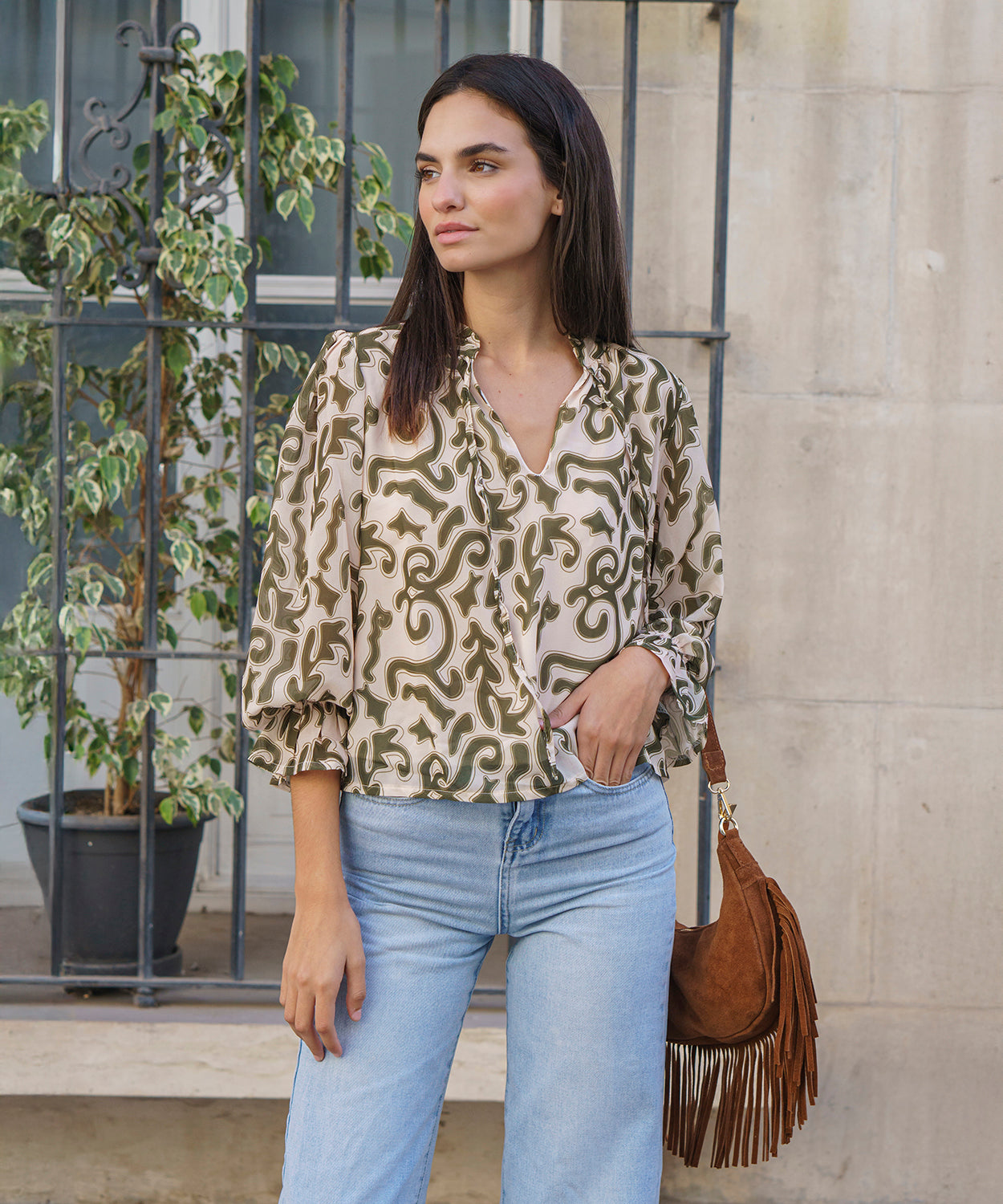 Blusa Estampada Fluida