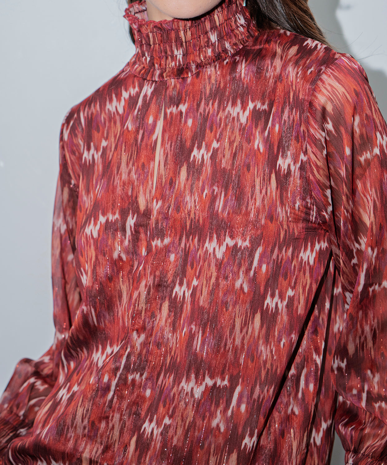 Blusa Cuello Fruncido Estampada