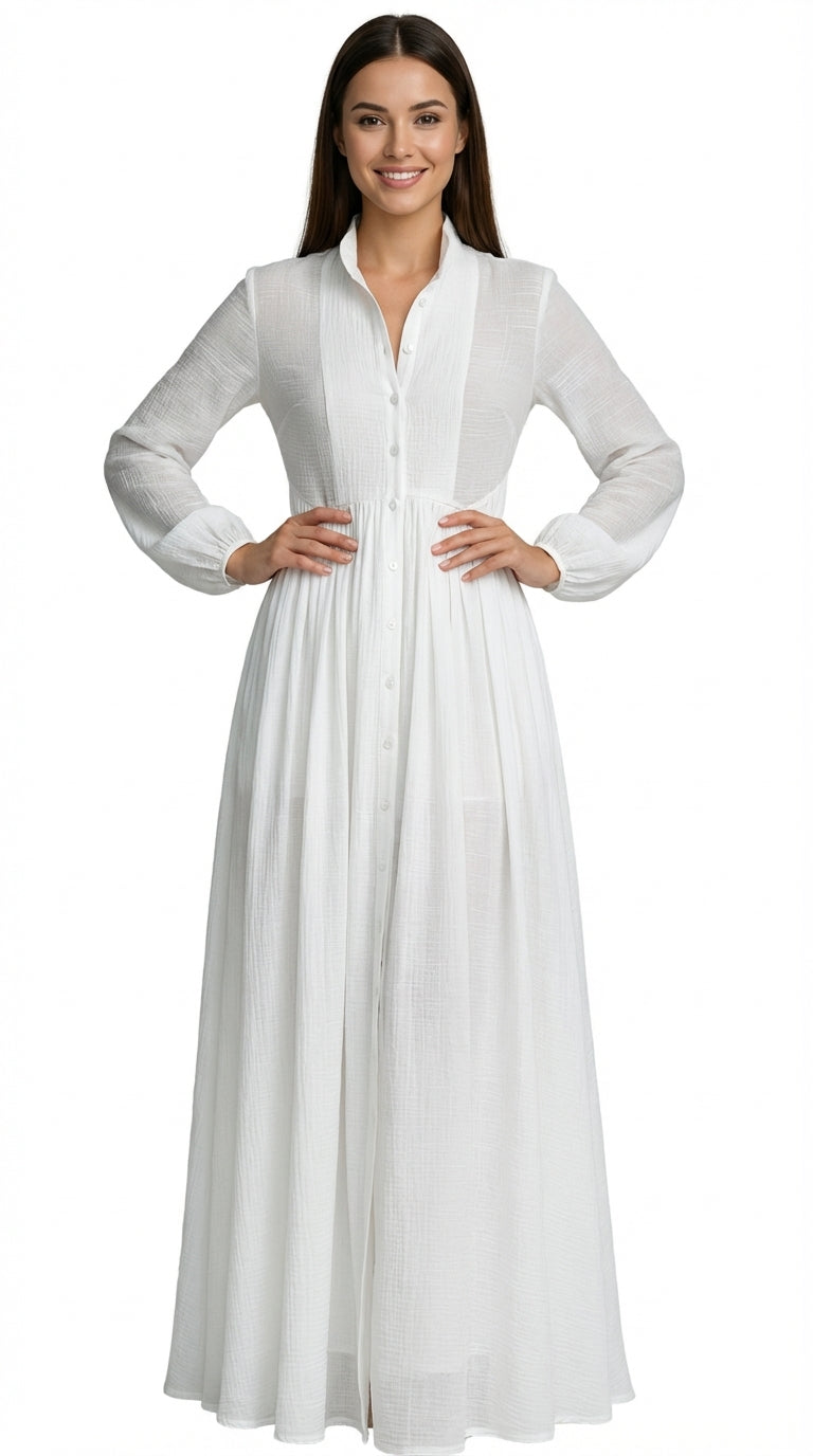 SELENA™ | VESTIDO MAXI DE ALGODÓN Y LINO