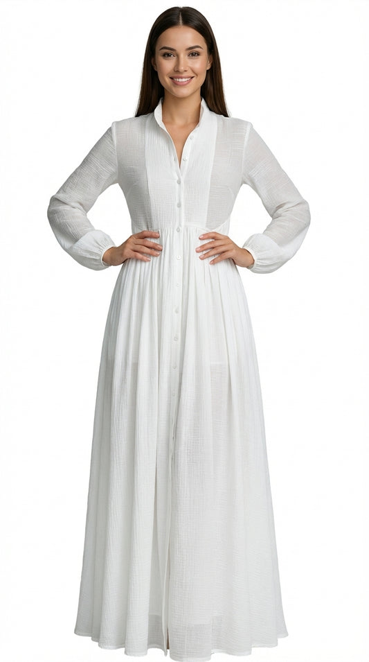 SELENA™ | VESTIDO MAXI DE ALGODÓN Y LINO