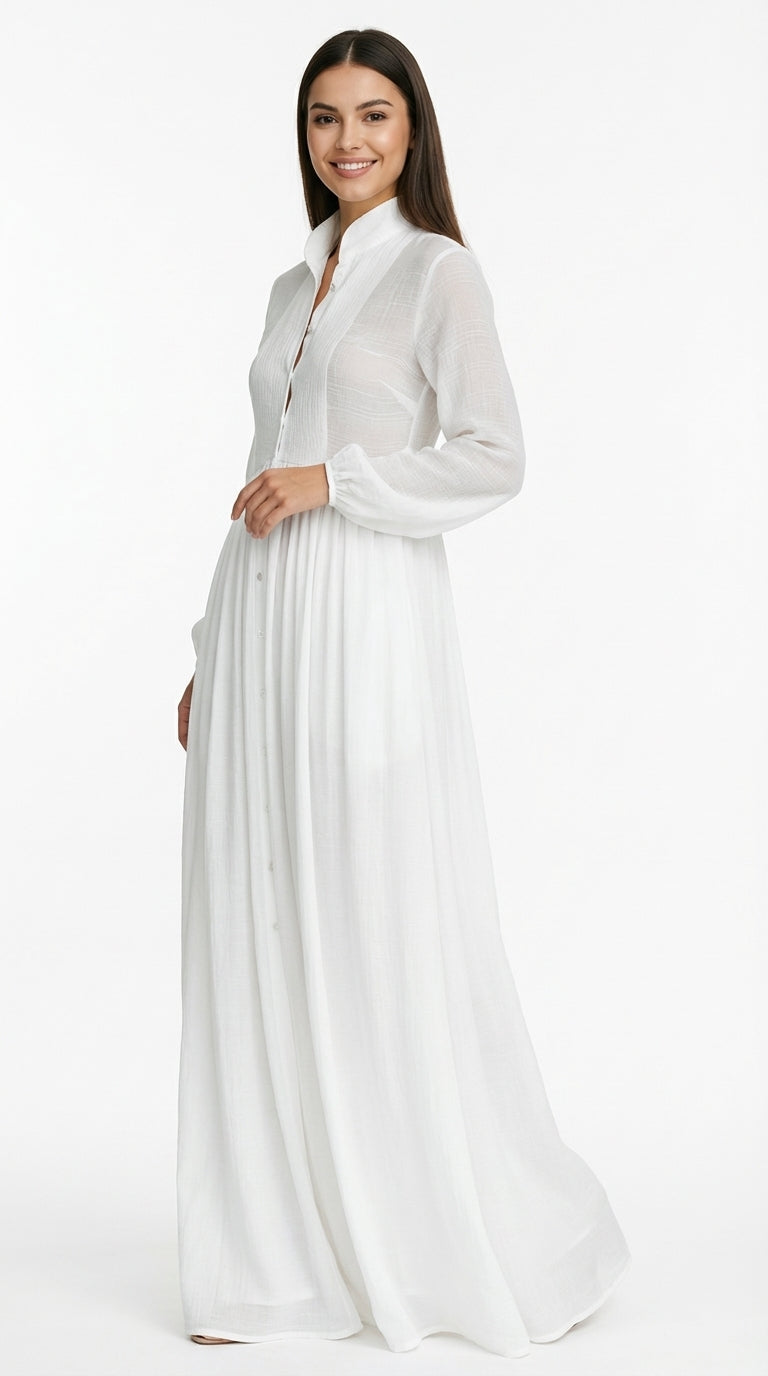 SELENA™ | VESTIDO MAXI DE ALGODÓN Y LINO