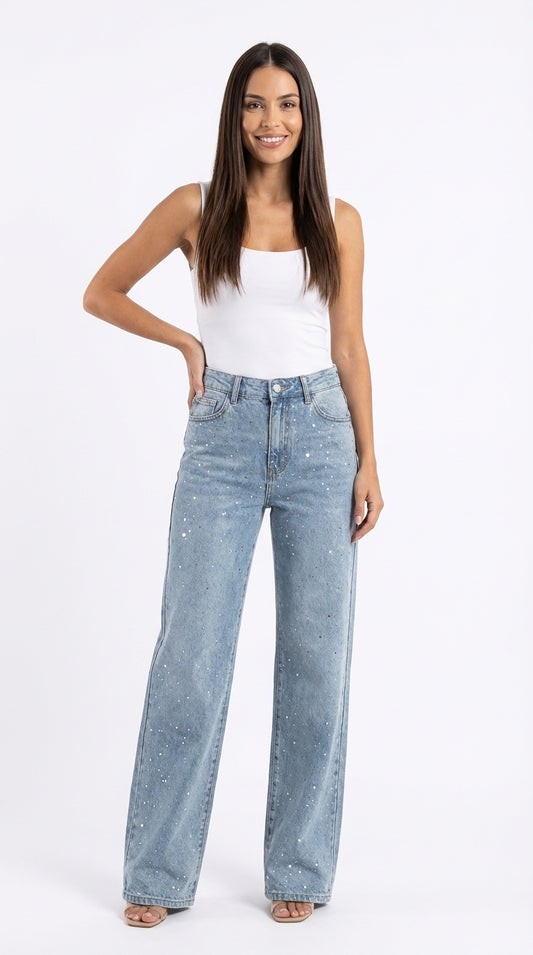 Jeans Wide Strass