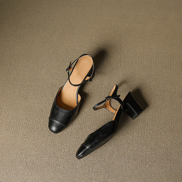 Tacones T-Bar Textura Cueroᵛᶜ