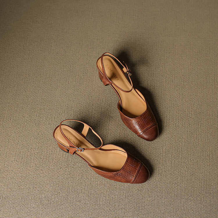 Tacones T-Bar Textura Cueroᵛᶜ