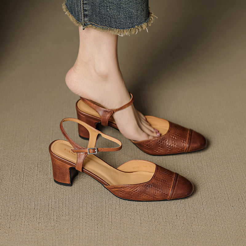 Tacones T-Bar Textura Cueroᵛᶜ