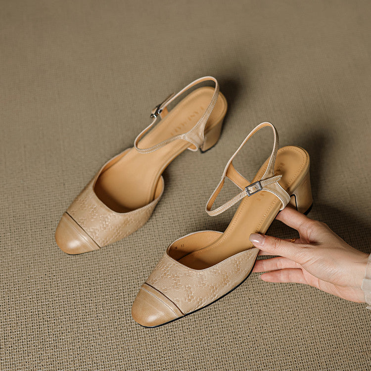 Tacones T-Bar Textura Cueroᵛᶜ