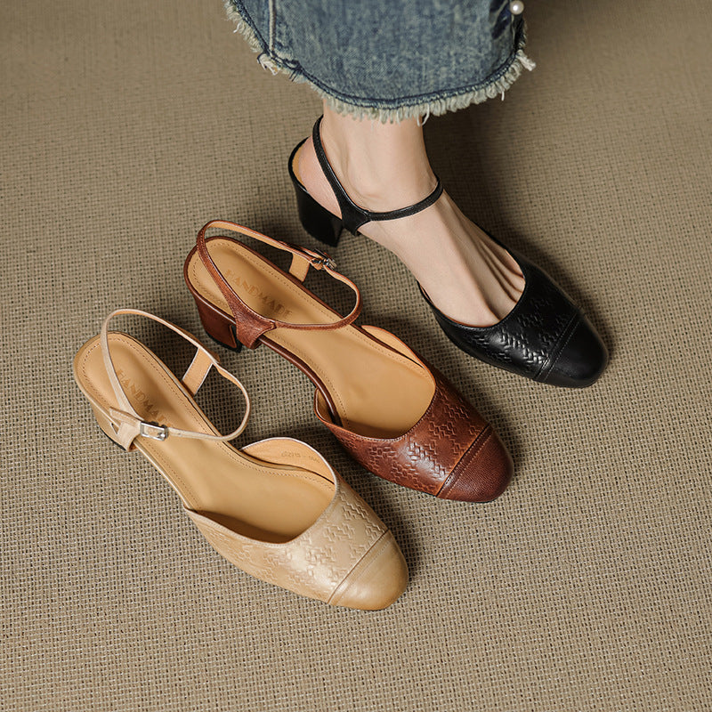 Tacones T-Bar Textura Cueroᵛᶜ