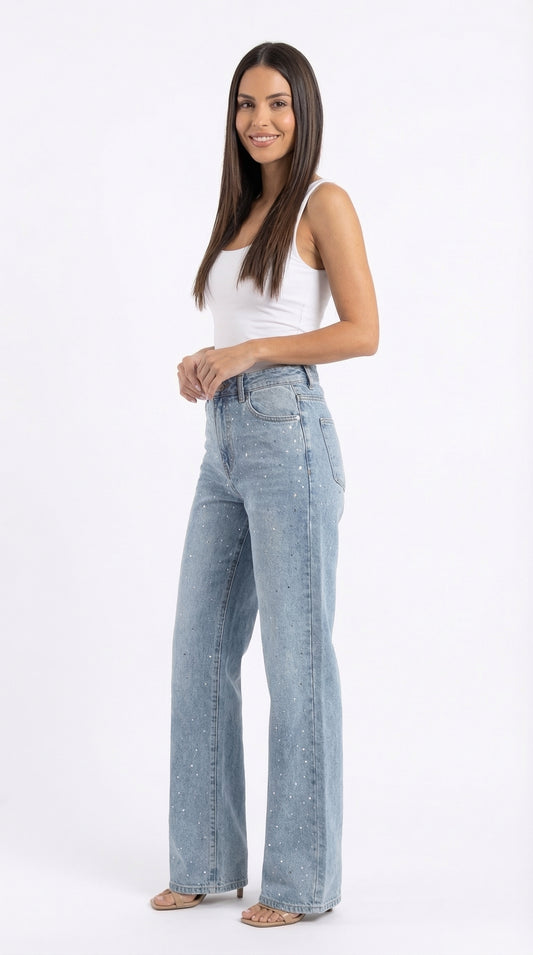 Jeans Wide Strass