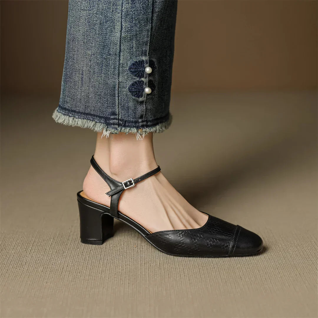 Tacones T-Bar Textura Cueroᵛᶜ