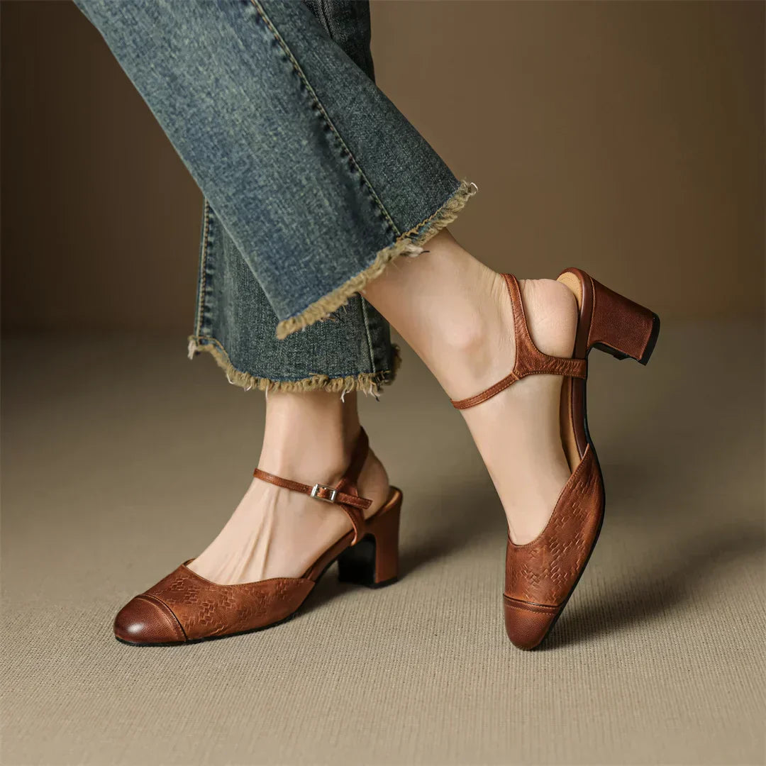 Tacones T-Bar Textura Cueroᵛᶜ