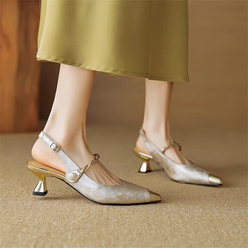Tacones T-Bar Punta Metalizadaᵛᶜ