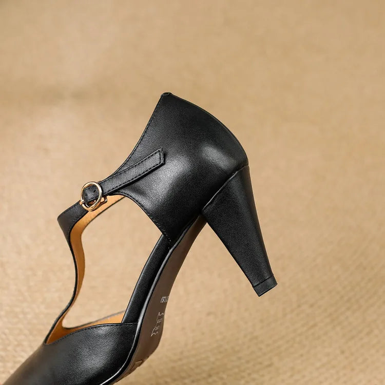 Teresa / Tacones T-Bar Cueroᵛᶜ