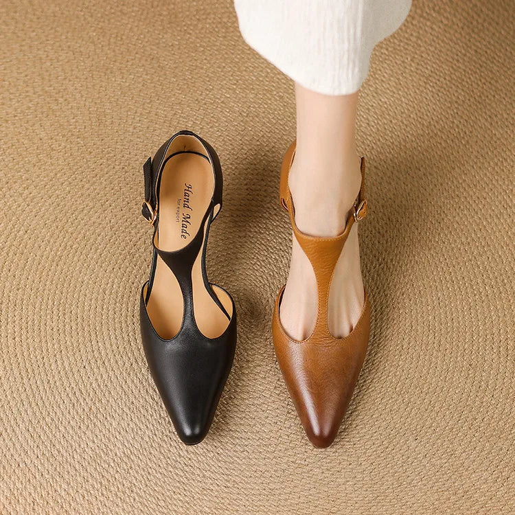 Teresa / Tacones T-Bar Cueroᵛᶜ