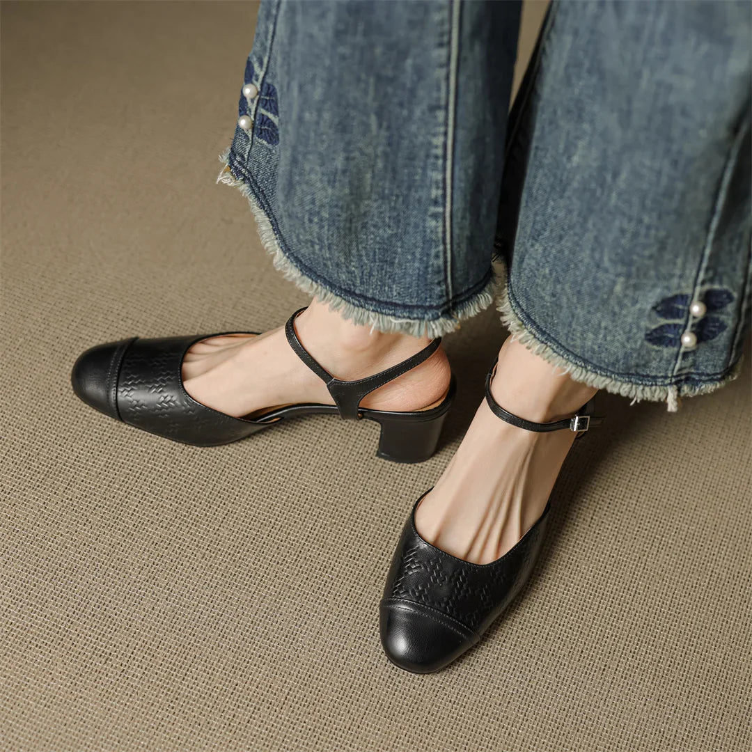 Tacones T-Bar Textura Cueroᵛᶜ