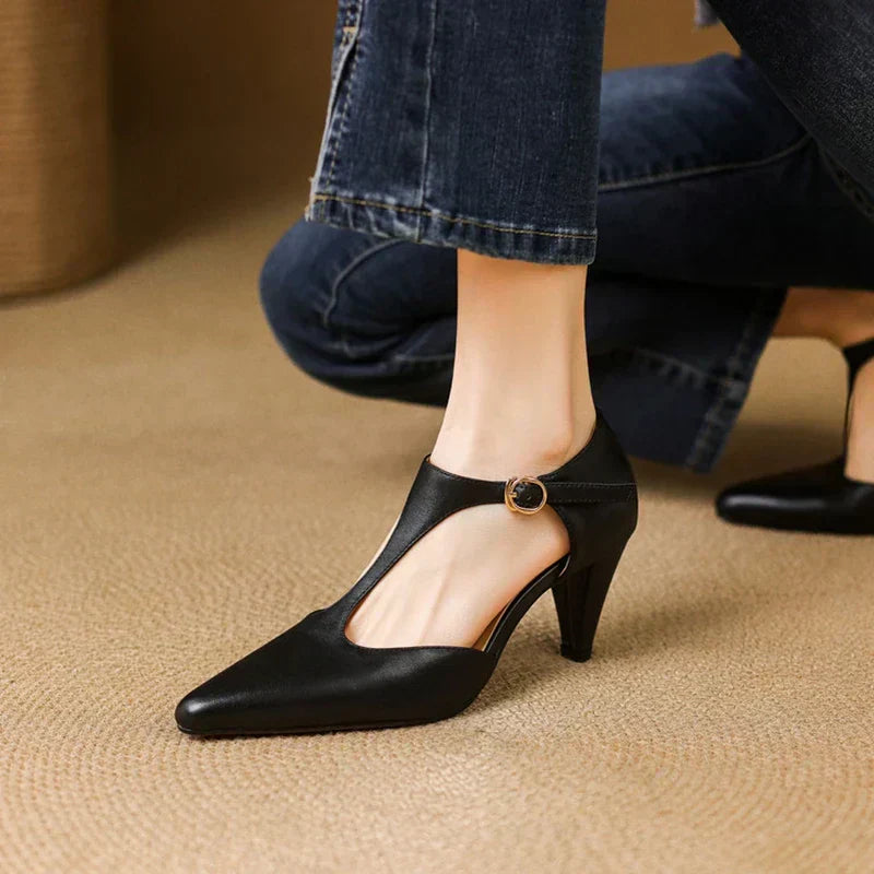 Teresa / Tacones T-Bar Cueroᵛᶜ