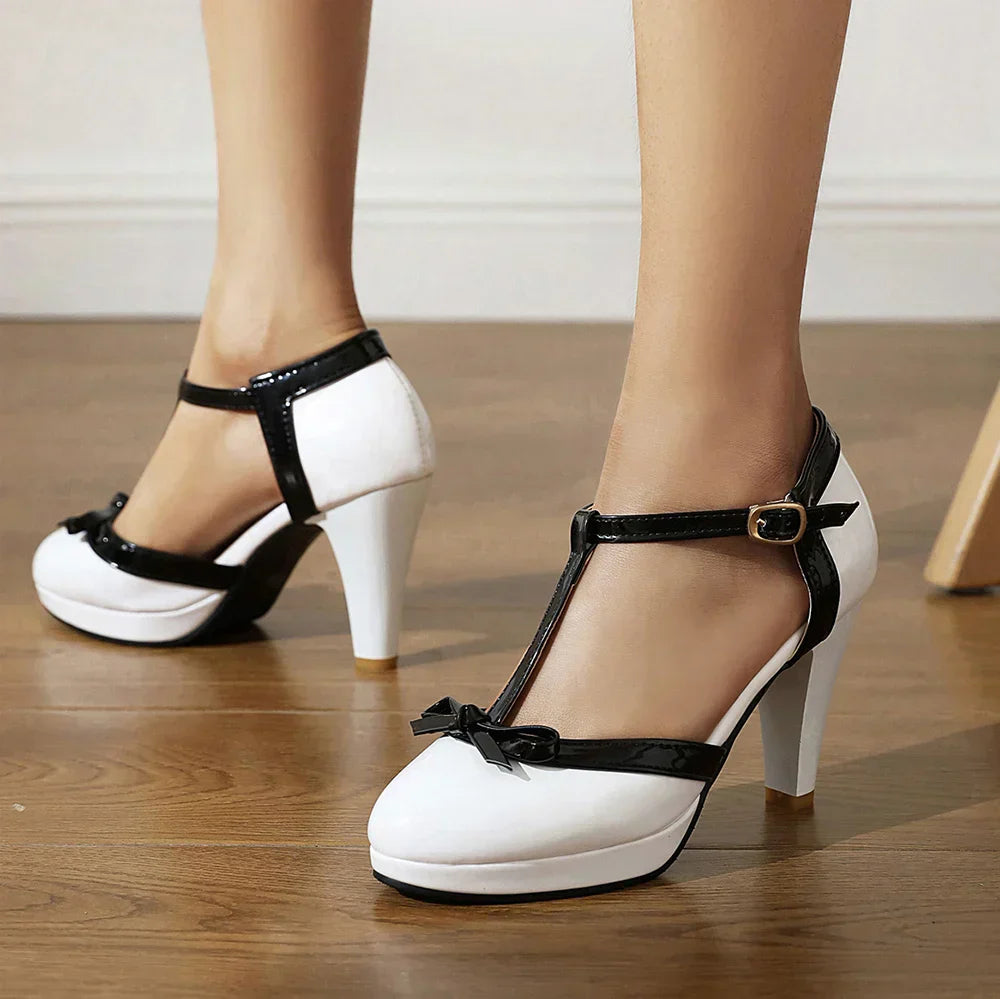 Tacones T-Bar Lazo Bicolorᵛᶜ