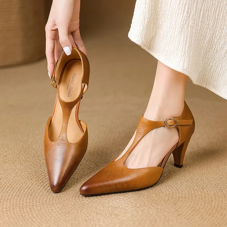 Teresa / Tacones T-Bar Cueroᵛᶜ