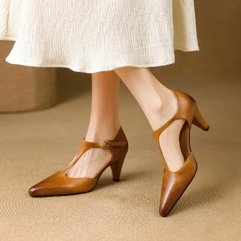 Teresa / Tacones T-Bar Cueroᵛᶜ